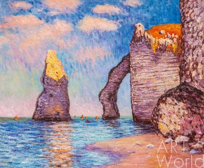 картина масло холст Копия картины Клода Моне "Скала Игла и Порт д'Аваль, 1885 г.", копия С. Камского , Моне Клод (Oscar-Claude Monet)