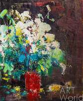 Картина маслом "Букет хризантем в стиле импрессионизм" Артворлд.ру
