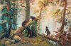 картина масло холст Копия картины Ивана Шишкина "Утро в сосновом лесу, 1889" (худ. Савелия Камского), Камский Савелий, LegacyArt Артворлд.ру