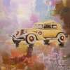 картина масло холст Картина маслом "Ретро-автомобиль на фоне города N4", Камский Савелий, LegacyArt