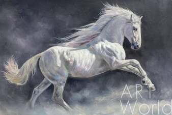 Картина маслом "Белый конь" Артворлд.ру
