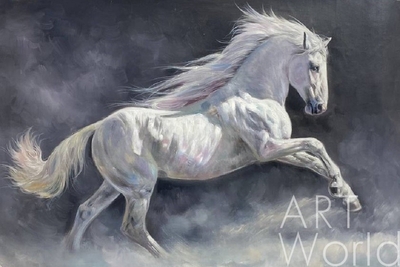 картина масло холст Картина маслом "Белый конь", Камский Савелий, LegacyArt Артворлд.ру