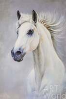 Картина маслом "Портрет белой лошади N2" Артворлд.ру