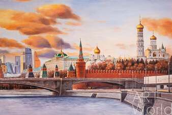Картина маслом "Времена и эпохи. Вид на Кремль и Москва-Сити" Артворлд.ру
