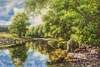 картина масло холст Пейзаж маслом "Солнечным днём у реки", Камский Савелий, LegacyArt