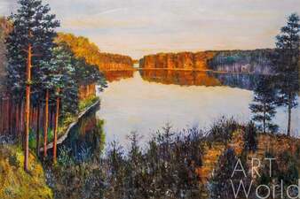 Копия картины маслом "Лесное озеро", художник С. Камский Артворлд.ру