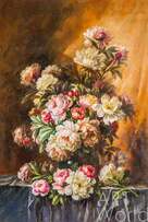Копия картины Пауля де Лонгпре "Букет из розовых и белых пионов», худ. С. Камский Артворлд.ру