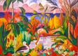 картина масло холст Копия картины Жана Метценже, "Цветной пейзаж с водными птицами", художник А. Ромм, Репродукции картин