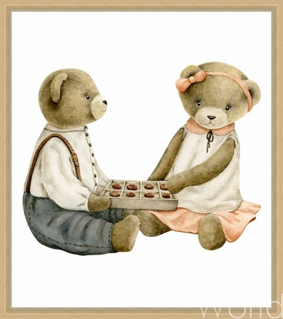 картина масло холст Иллюстрация "Плюшевые мишки и коробка шоколадных конфет", Матвеева Анна, LegacyArt