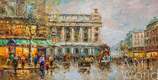 картина масло холст Пейзаж Парижа Антуана Бланшара "Cafe de la Paix Opera N2", копия Кристины Виверс, Бланшар Антуан