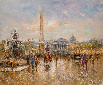 картина масло холст Пейзаж Парижа Антуана Бланшара "Place de la Concorde (копия Кристины Виверс) ", Бланшар Антуан Артворлд.ру