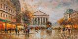 картина масло холст Пейзаж Парижа Антуана Бланшара "Rue Royal Madeleine" (копия Кристины Виверс), Бланшар Антуан