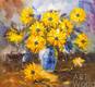 картина масло холст Картина маслом "Букет желтых цветов в синей вазе N2", Потапова Мария