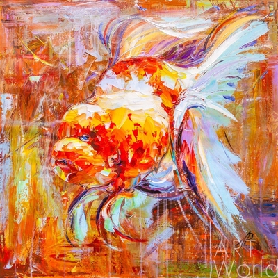 картина масло холст Картина маслом "Золотая рыбка для исполнения желаний. N4", Родригес Хосе, LegacyArt