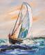 картина масло холст Картина маслом "Белая яхта в синем море N2", Родригес Хосе, LegacyArt