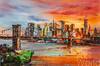 картина масло холст Картина маслом "Вид на Бруклинский мост и  Манхэттен на закате", Потапова Мария Артворлд.ру