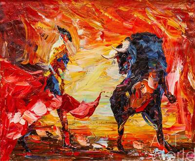 картина масло холст Картина маслом "Corrida de toros N2" (Коррида N2), Родригес Хосе, LegacyArt Артворлд.ру