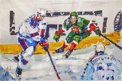 картина масло холст Картина маслом "Хоккеисты", Родригес Хосе, LegacyArt