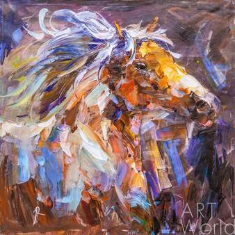 Картина маслом "Лошадь. Ветер в гриве" Артворлд.ру