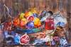 картина масло холст Картина маслом "Натюрморт с инжиром и грушей N2", Родригес Хосе, LegacyArt