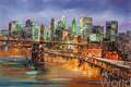 картина масло холст Картина маслом "Нью-Йорк. Вечерний вид на Бруклинский мост и пролив Ист-Ривер", Родригес Хосе, LegacyArt