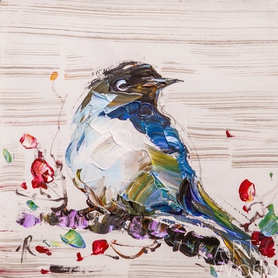 картина масло холст Картина маслом "Птичка на удачу N5", Родригес Хосе, LegacyArt Артворлд.ру