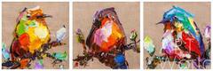 картина масло холст Картина маслом "Птички на удачу N4" Триптих, Родригес Хосе, LegacyArt