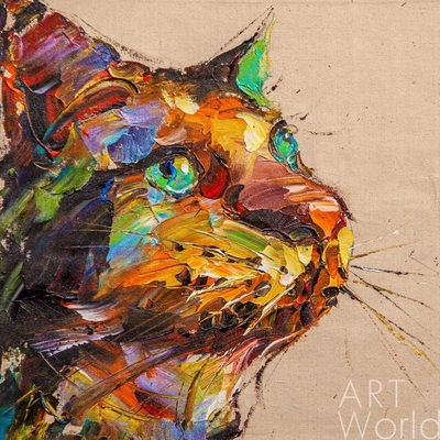 картина масло холст Картина маслом "Сами с усами. Портрет кота", Родригес Хосе, LegacyArt