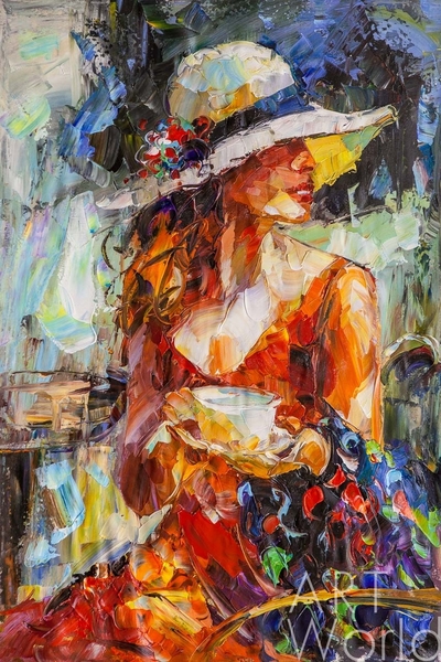 картина масло холст Картина маслом "Утренний кофе на террасе", Родригес Хосе, LegacyArt Артворлд.ру