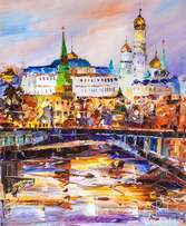 Картина маслом "Вид на Кремль через Большой Каменный мост. Рассвет" Артворлд.ру