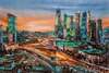 картина масло холст Картина маслом "Вид на Москва-Сити на закате", Родригес Хосе, LegacyArt