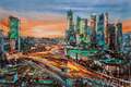 картина масло холст Картина маслом "Вид на Москва-Сити на закате", Родригес Хосе, LegacyArt