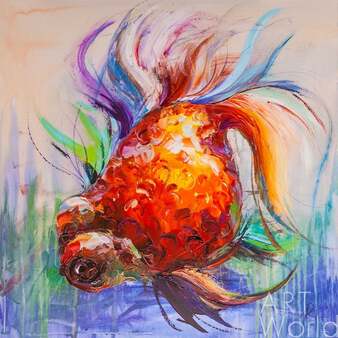 Картина маслом "Золотая рыбка для исполнения желаний. N24" Артворлд.ру