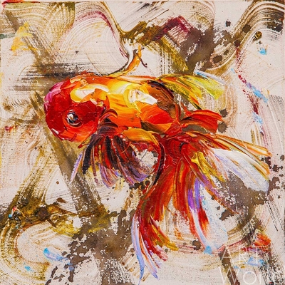 картина масло холст Картина маслом "Золотая рыбка на удачу N2", Родригес Хосе, LegacyArt Артворлд.ру