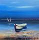 картина масло холст Картина маслом "Белая лодка в заливе", Родригес Хосе, LegacyArt