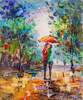картина масло холст Картина маслом "Влюблённые под дождем N2", Родригес Хосе, LegacyArt