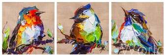 Картина маслом "Птички на удачу N6" Триптих Артворлд.ру