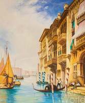 Вольная копия картины Уильяма Кэллоу "Гондола на Большом канале в Венеции" Артворлд.ру
