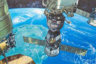 Картина маслом "Взгляд из космоса. Космический корабль Союз ТМА" Артворлд.ру