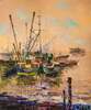 картина масло холст Картина маслом "Рыбацкие лодки в закатном мареве", Виверс Кристина, LegacyArt