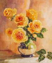 Натюрморт маслом "Букет жёлтых роз на счастье" Артворлд.ру