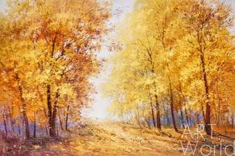 Пейзаж маслом "Листья на деревьях золотом горят…" Артворлд.ру