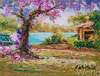 картина масло холст Пейзаж маслом "Под сенью цветущей вишни", Влодарчик Анджей, LegacyArt