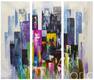 картина масло холст Абстракция маслом "Разноцветный мегаполис. Триптих", Венгер Даниэль