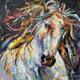 картина масло холст Картина маслом "Белый конь с огненной гривой", Родригес Хосе, LegacyArt