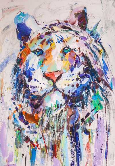 картина масло холст Картина маслом "Белый тигр", Родригес Хосе, LegacyArt Артворлд.ру