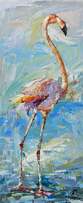 Картина маслом "Фламинго. Прогулка по берегу" Артворлд.ру