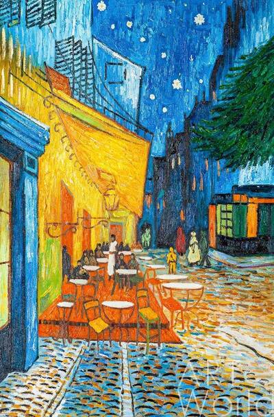 картина масло холст Копия картины Ван Гога "Терраса ночного кафе Плейс ду Форум в Арле", художник Анджей Влодарчик, Влодарчик Анджей, LegacyArt Артворлд.ру
