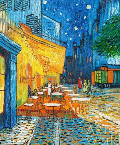 картина масло холст Копия картины Ван Гога "Терраса ночного кафе Плейс ду Форум в Арле", художник Анджей Влодарчик, Ван Гог Артворлд.ру