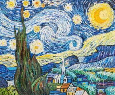 картина масло холст Копия картины Ван Гога "Звездная ночь", художник Анджей Влодарчик , Ван Гог Артворлд.ру